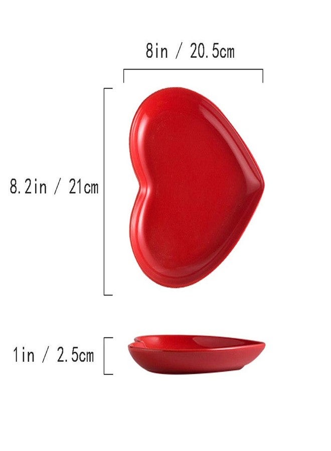 FUYU 2pcs Colorful Heart Shaped Ceramic Dinner & Dessert Plates - Image 2